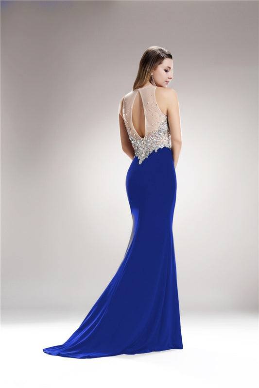 Royal Blue Rhinestone Prom Dress