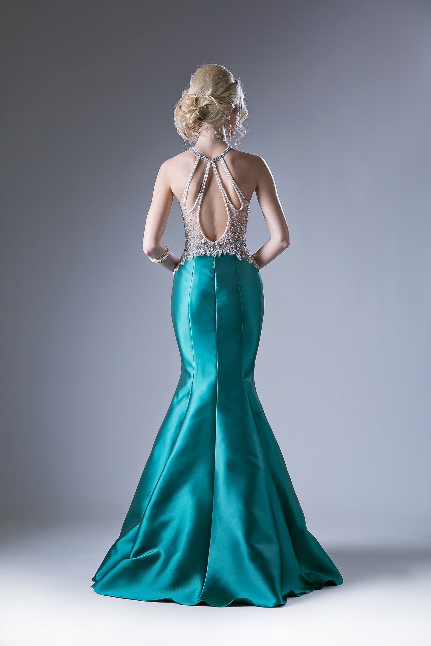 Perry Blue Halter Dress mermaid cut