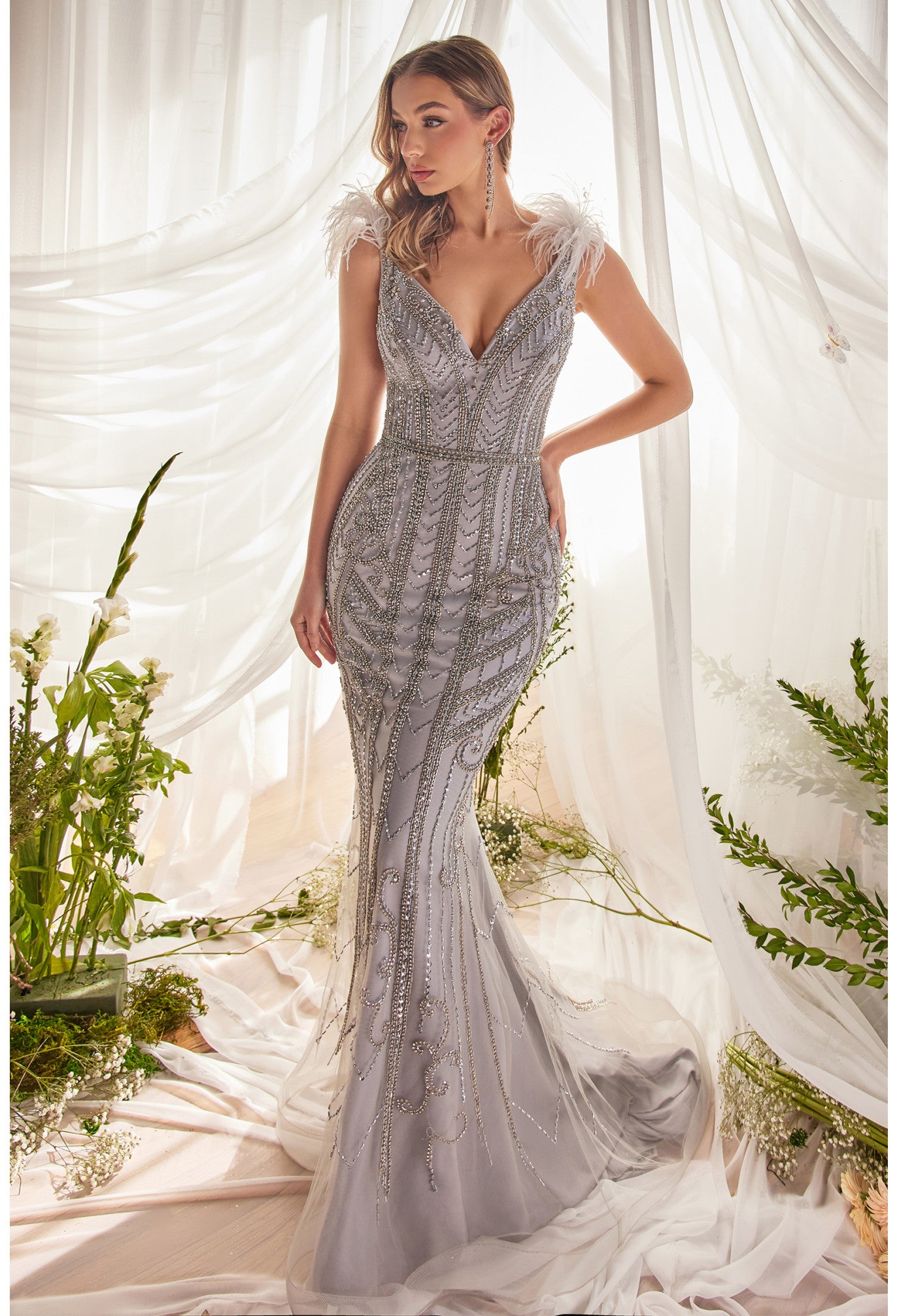ANDREA & LEO A1094 PORTIA FEATHER GOWN