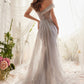 ANDREA & LEO A1182 SILVER SIREN BEAD GOWN WITH OVERSKIRT