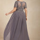 V neck, Aline flowy lace top Gown-MOB