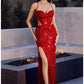 LADIVINE CD288 FITTED SEQUIN CUT OUT GOWN