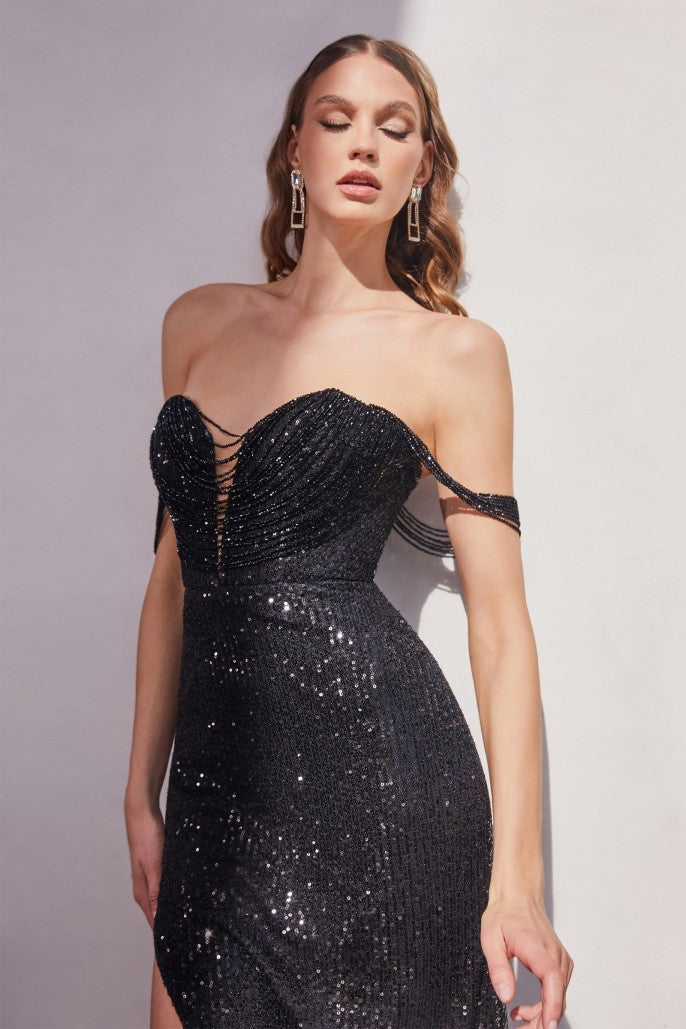 Ladivine CD290 Black Drape Shoulder