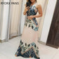 Women Halter Tripical Print Spaghetti Strap Maxi Dress Summer Dress Elegant Dress